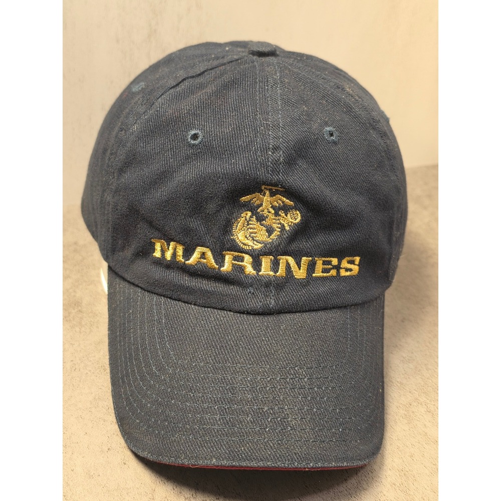 HTT US Marines EGA Logo Navy Blue Embroidered Adjustable Baseball Hat Cap